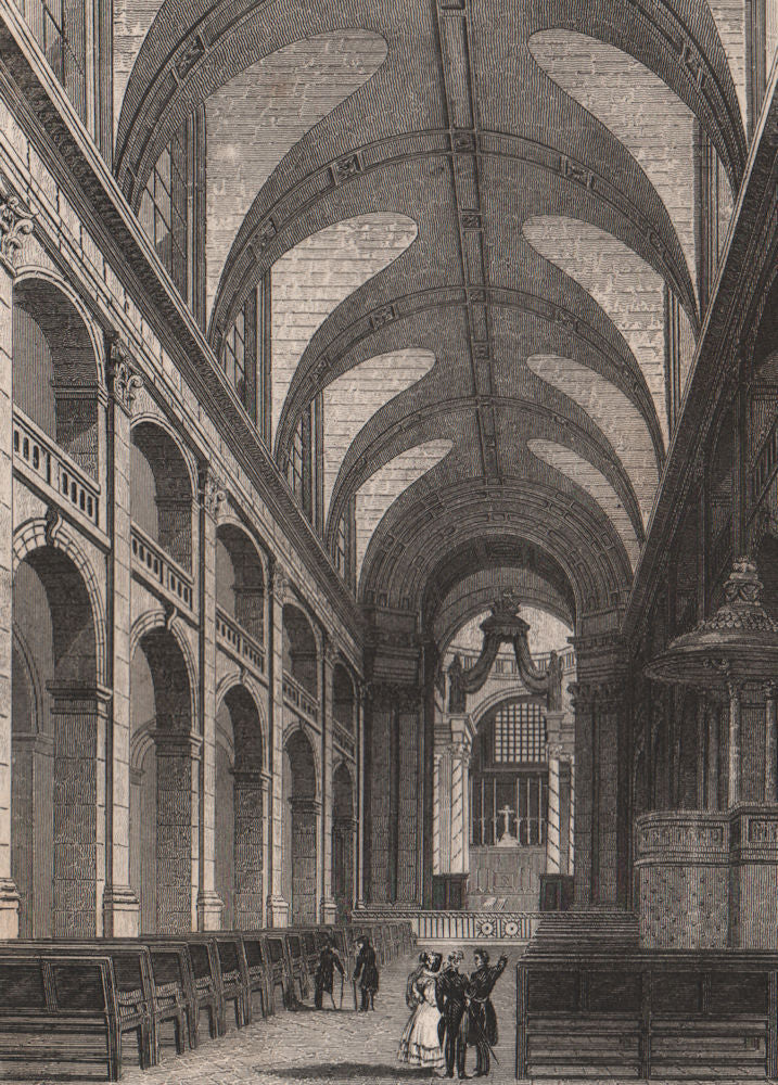 PARIS. L'interieur de la Chapelle des Invalides. BICKNELL 1845 old print